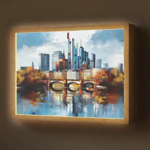 Bomen Frankfurt- Stad - Skyline - Brug Light Box met batterij (Wandlamp) middel -z3d_website