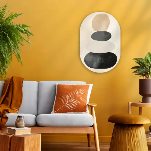 Japandi - Wabi sabi - Beige Wandcirkel Ovaal Forex klein -sfeer4