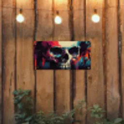 Schedel - Abstract - Rood - Blauw - Graffiti tuinposter los doek klein -sfeer1