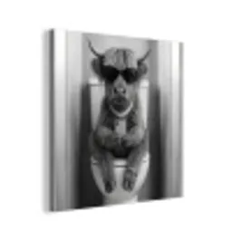 Stier - Telefoon - Toilet - Zwart - Wit aluminium wit klein -3d