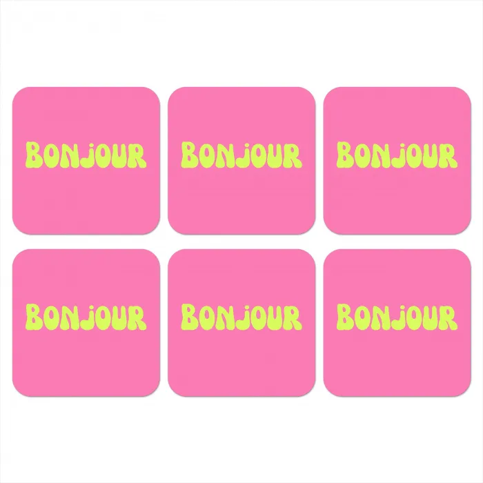 Roze - Groene bonjour - Organisch onderzetter kurk middel -3d