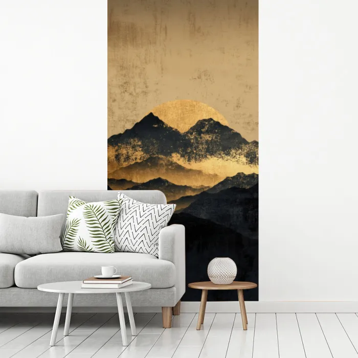 Gouden Bergen bij Maanlicht fotobehang vinyl groot -woonkamer