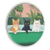 Badkamer - Kattenparade - Kleurrijk Akoestische PET Vilt - Rond klein -3d