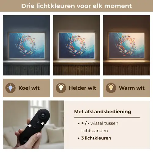 Zee - Vissen - Kleurrijk - Dynamisch Light Box met batterij (Wandlamp) middel -USP_lichtkleurNL