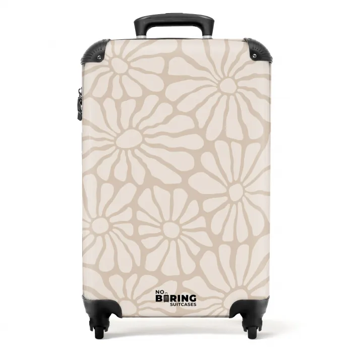 Pastel bloemen - Beige NBS - Handbagage koffer - Kinderen Unisex middel -productfoto_recht
