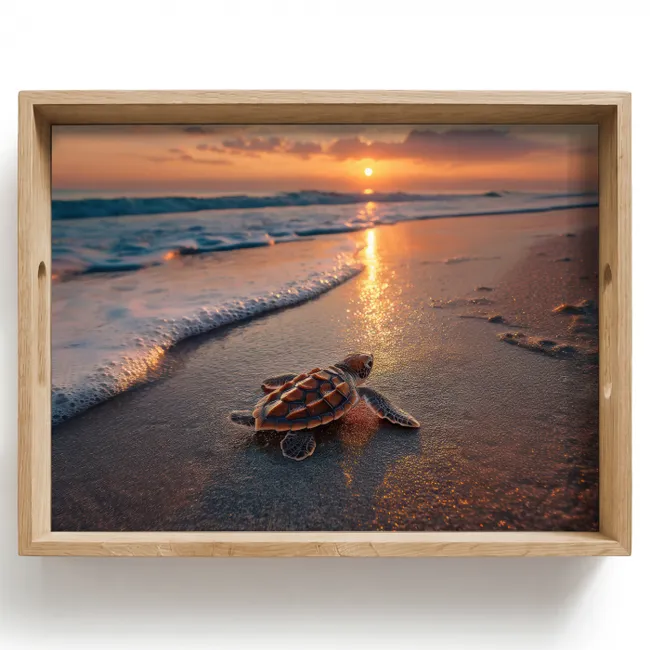 Bandeja - Tortuga - playa - Puesta de sol