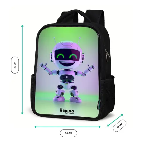 Robot met paars en groen licht Rugzak - Zwart middel -productfoto_formaten