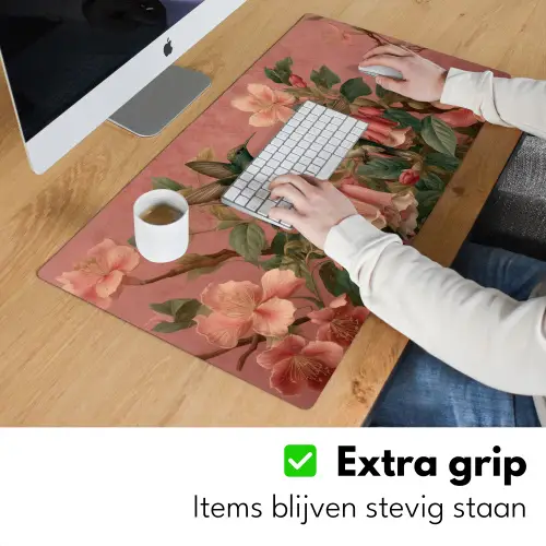 Kolibries - Bloemen - Groen - Roze Muismat XXL klein -sfeer3