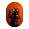 Vrouw - Chilipepers - Pepers - Bloemen Wandcirkel Ovaal Glas middel -3d