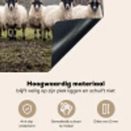 Schapen - Rij - Weide - Dieren - Platteland Inductie beschemer met haakjes klein -ky-onderkant-nl