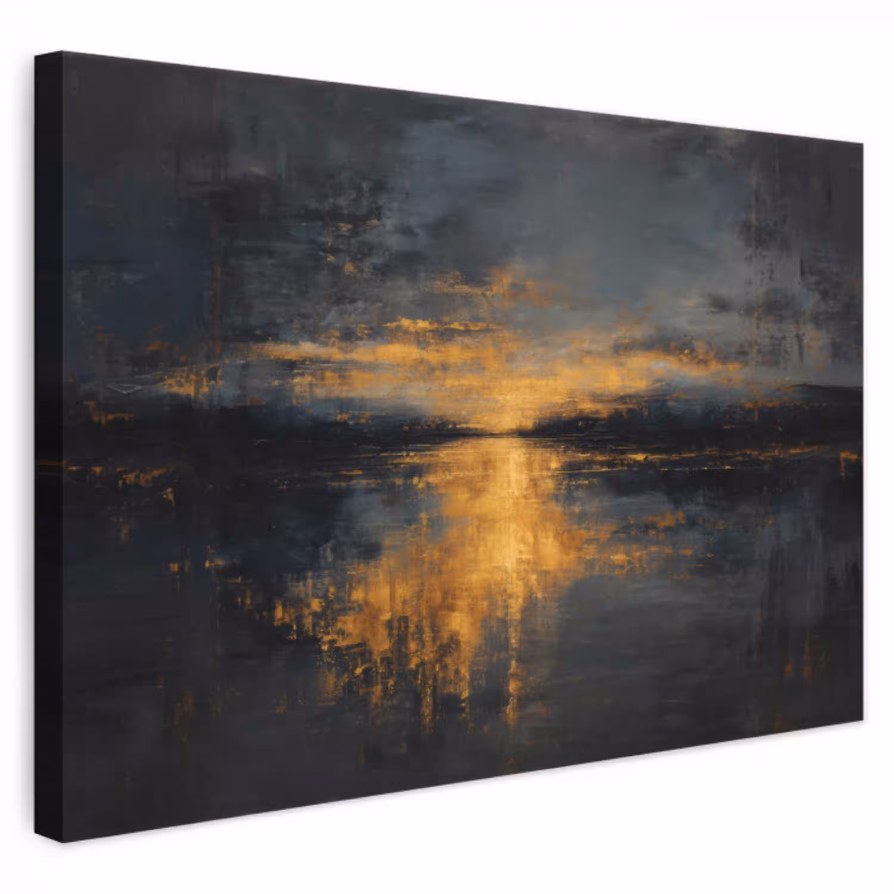 Gouden Reflectie op Water canvas 2cm klein -3d