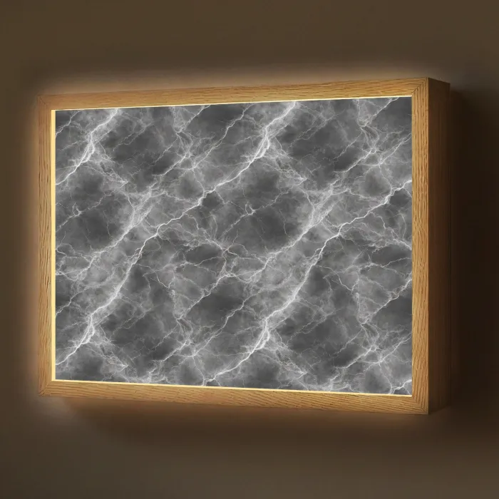 Donkergrijs - Bliksem - Marmer Light Box met batterij (Wandlamp) middel 907 -z3d_website