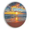 Zee - Zonsondergang - Strand - Wolken - Oranje Akoestische PET Vilt - Rond klein -3d