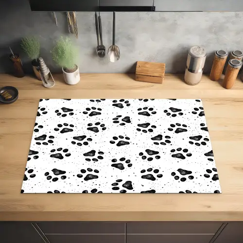 Paw - Pattern -Black Inductie beschermer vinyl 3mm klein 276 -sfeer5
