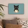 Kat - Zwart - Koffie - Minimalistisch canvas 2cm klein -sfeer1
