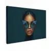 Vrouw - Vlinder - Bril - Blauw - Modern - Portret canvas 2cm klein -z3d
