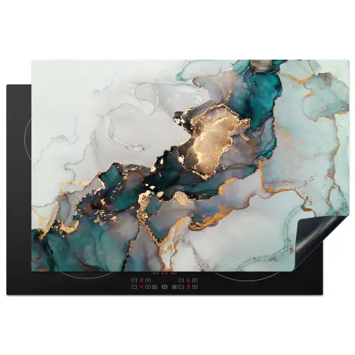 Blauw - Marmer - Goud Inductie beschermer vinyl 3mm klein -3d