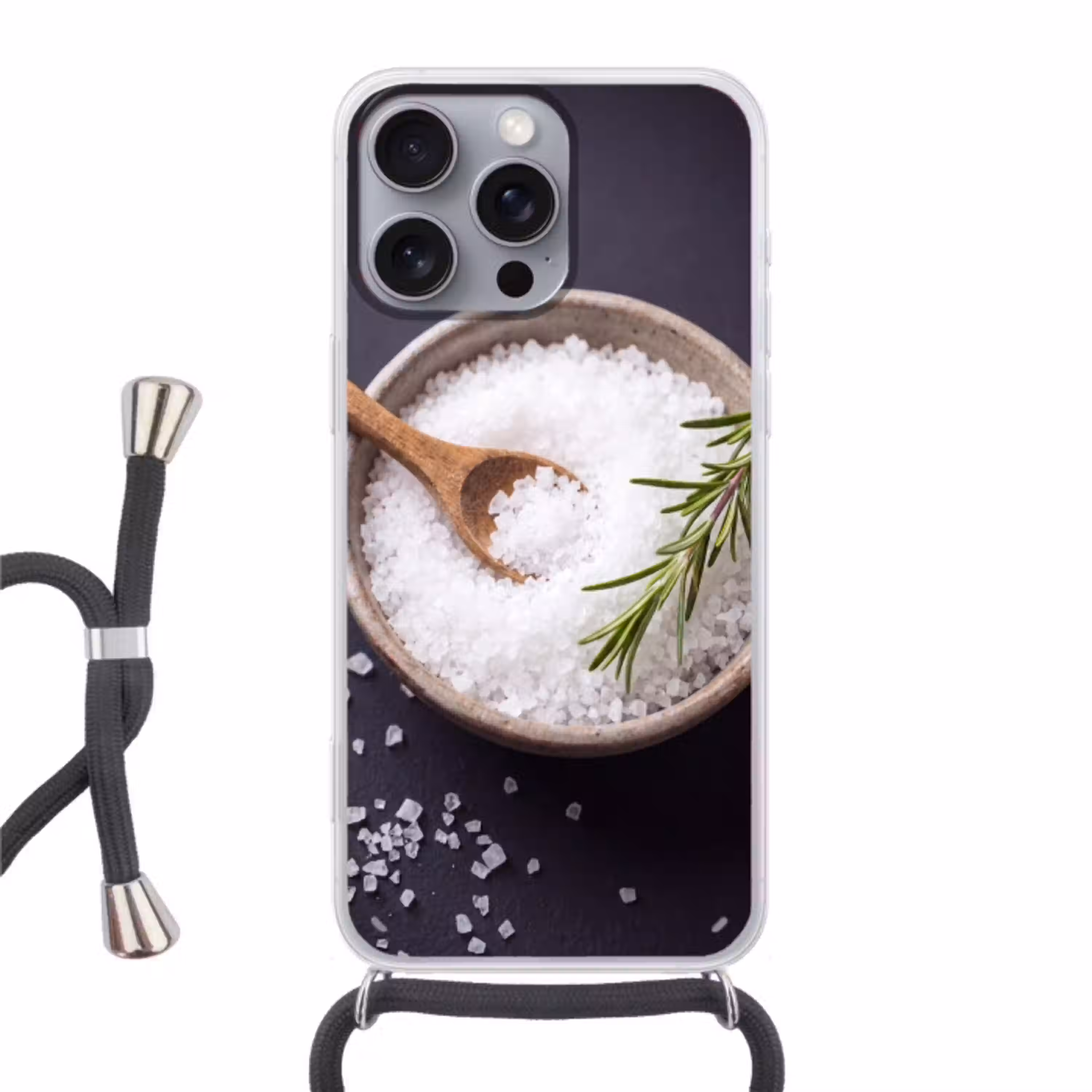 Zout - Kom - Eten Hoesje iPhone 16 Pro Max met koord klein -3d