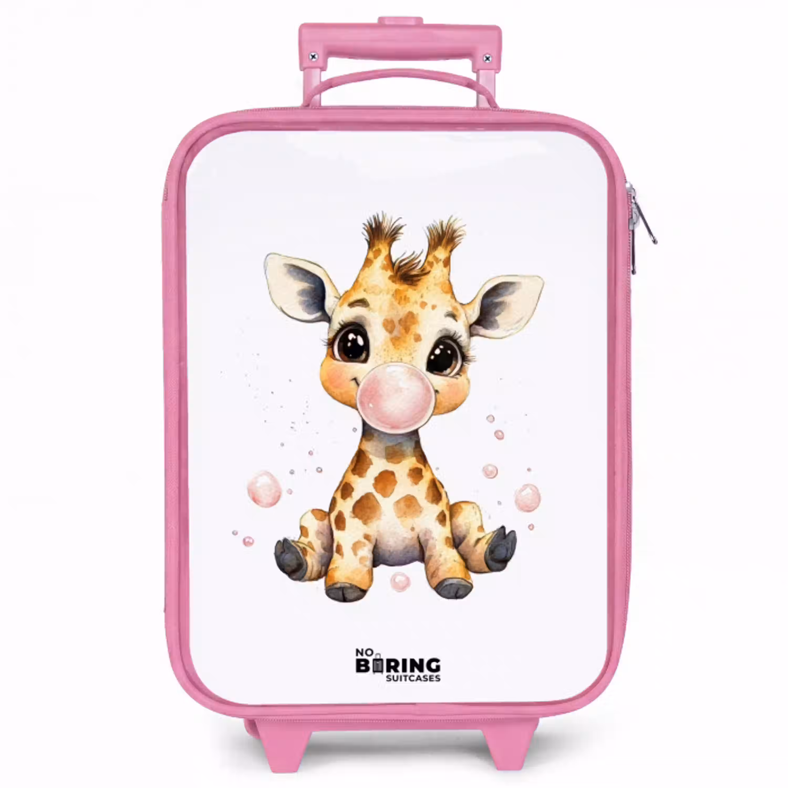 Giraffe met roze kauwgombal Kinderkoffer - Roze klein -zzz_website3d