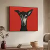 Windhond - Minimalistisch - Rood Textielframe zwart klein -sfeer3