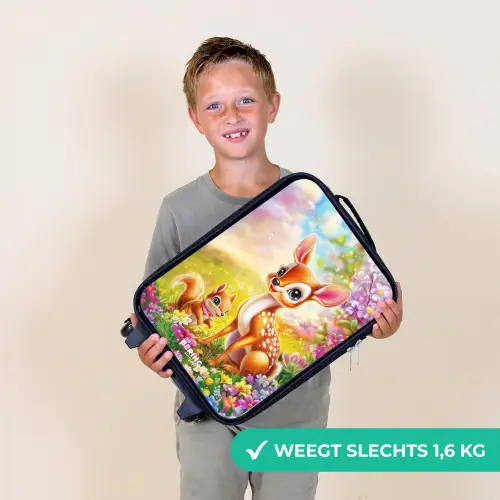 Hertje en eekhoorn in kleurrijk bloemenveld Kinderkoffer - Zwart klein -sfeer4_NL
