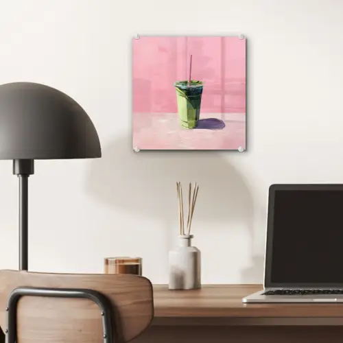 Beker - Rietje - Minimalistisch - Groen plexiglas 5mm klein -sfeer6