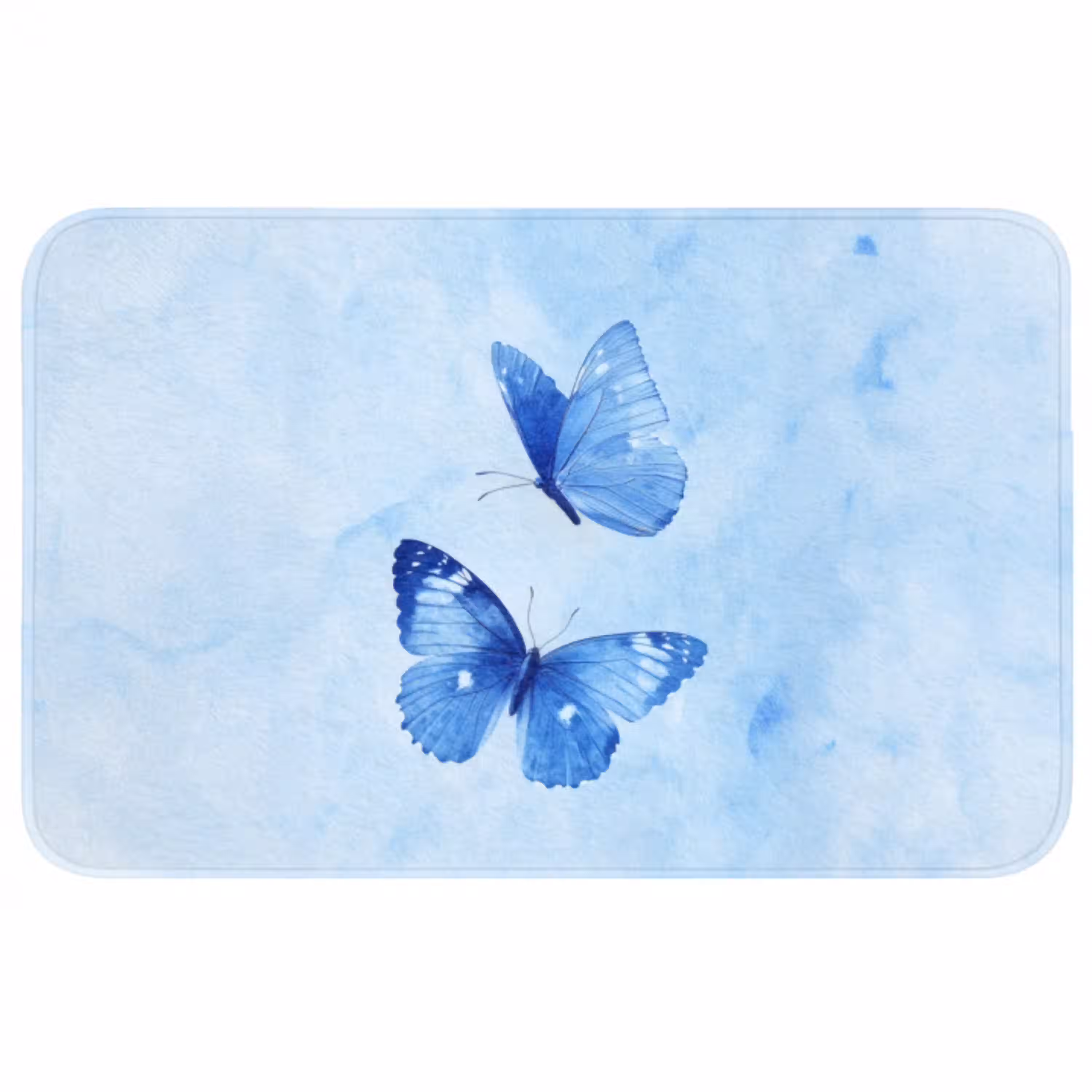 Vlinders - Sierlijk - Blauw Badmat middel -3d