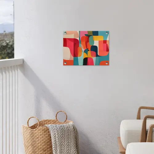 Vormen - Kleurrijk - Abstract - Vlakken tuinposter los doek klein -sfeer8
