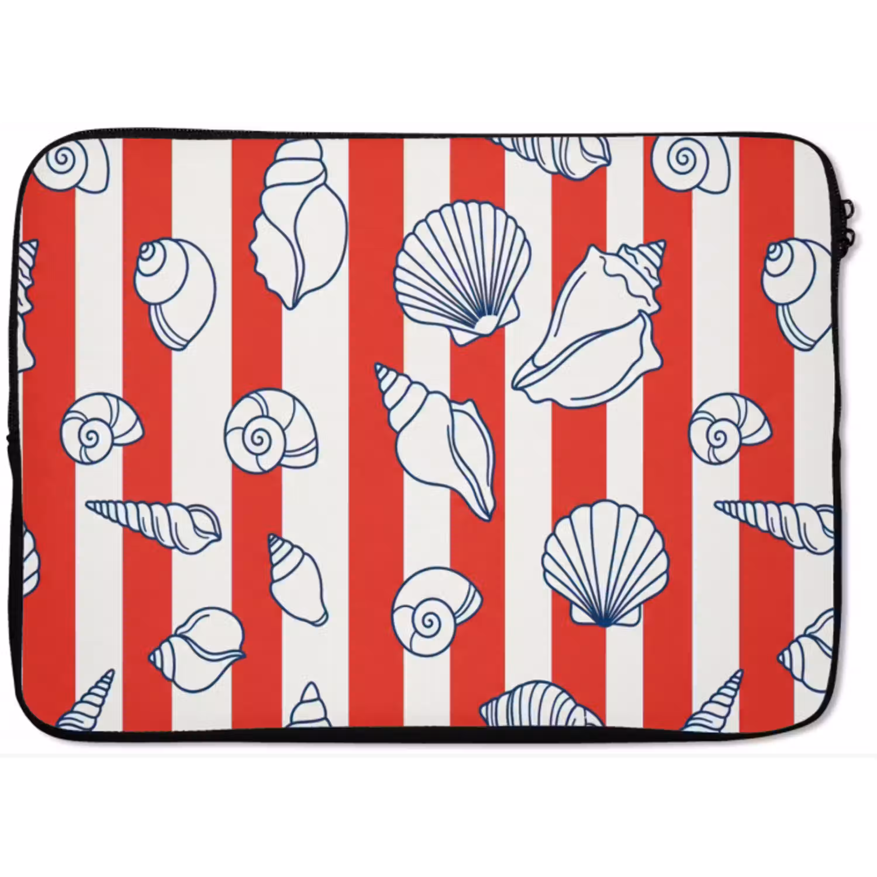 Schelp - Zeedieren - Zomer - Illustratie - Rood - Blauw laptophoes neopreen klein -zkaufland3dotto
