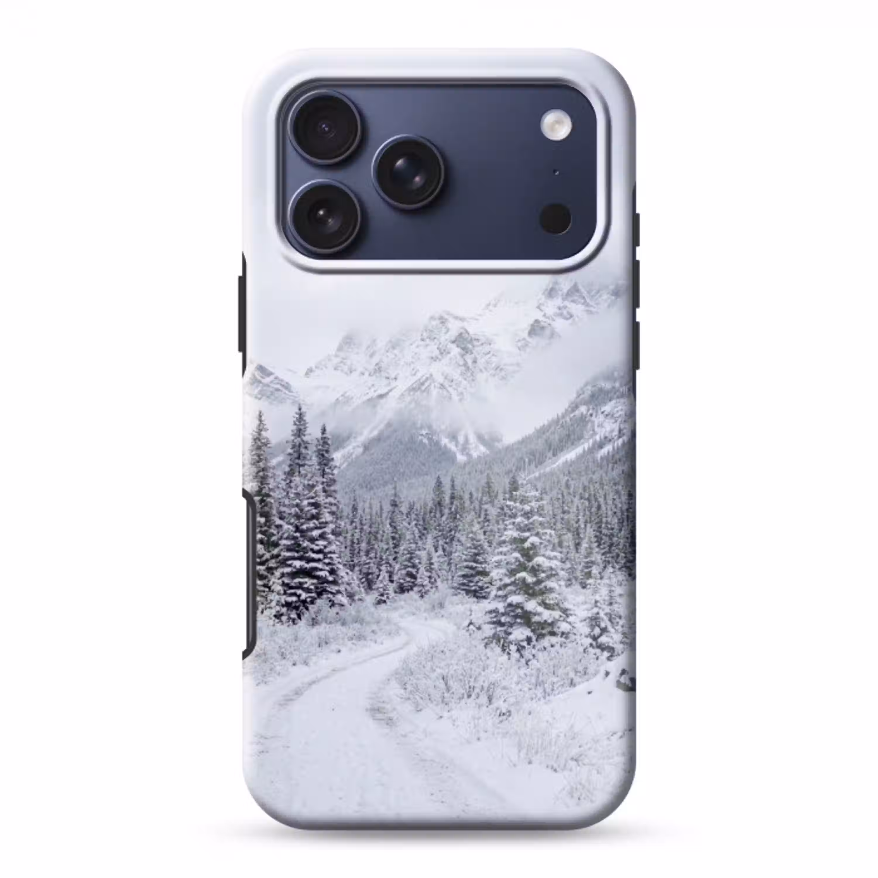 Weg - Bergen - Sneeuw - Naaldbos - Avontuurlijk Toughcase MagSafe Apple iPhone 17 Pro Max klein -3d