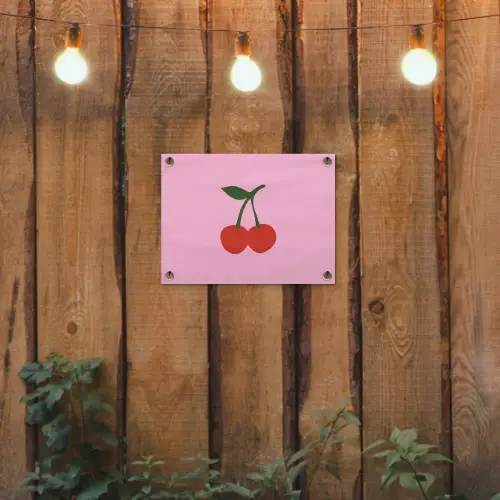 Kersen - Roze - Illustratie tuinposter los doek klein -sfeer1