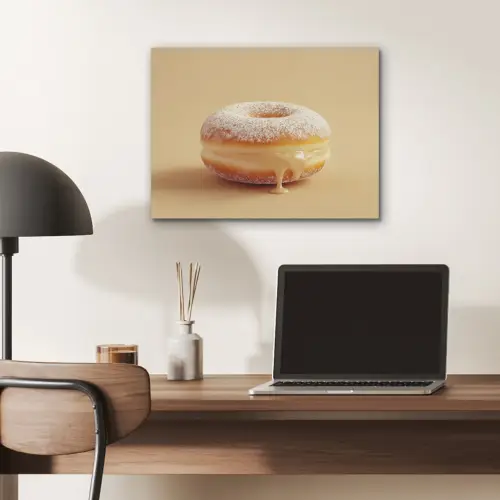 Donut - Romig - Poedersuiker - Beige PET vilt klein -sfeer5
