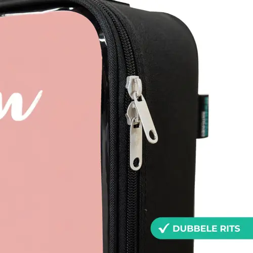 Pinguïn - Stippen - Roze - Minimalistisch Kinderkoffer - Zwart klein -rits_NL