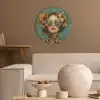 Vrouw - Bloemen - Vlinders - Natuur - Vintage Akoestische PET Vilt - Rond klein -sfeer1