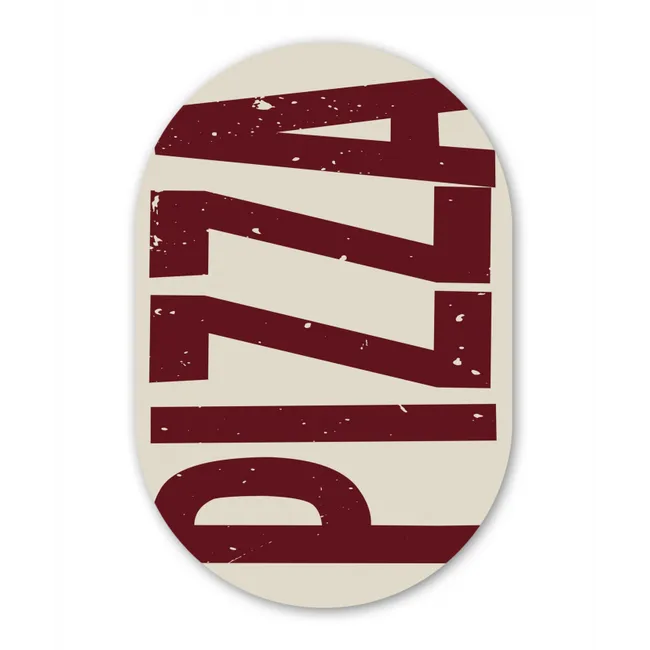 Pizza - Vintage - Decoratie - Japandi Wandcirkel Ovaal Glas middel -3d