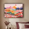 Kleurrijke bloemen - Bergen - Fantasielandschap Textielframe zwart klein -sfeer1