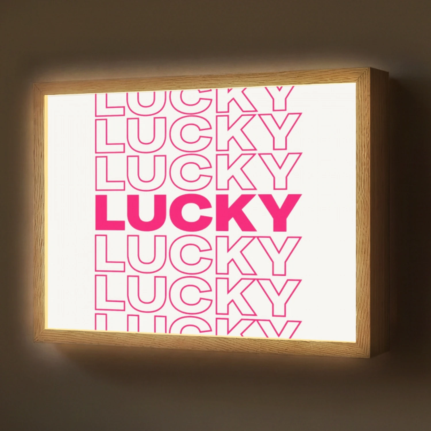 Lucky - Roze - Patroon Light Box met batterij (Wandlamp) middel -z3d_website