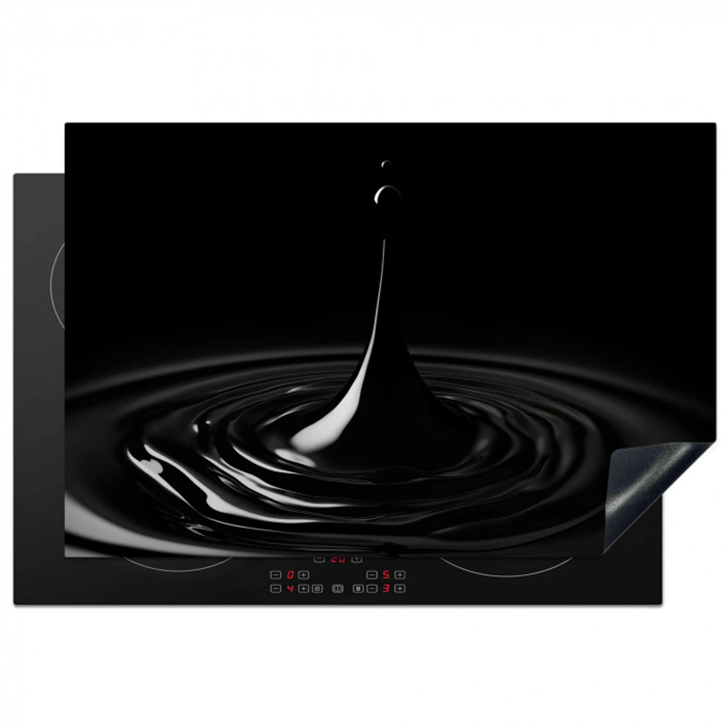 Zwart - Water - Druppel Inductie beschermer vinyl 3mm klein -3d