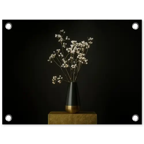 Bloembollen - Wit - Vaas - Minimalistisch tuinposter los doek klein -3d
