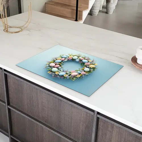 Krans - Eieren - Bloemen Inductie beschermer vinyl 3mm klein -sfeer8