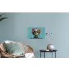Vrouw - Blauw - Vlinder - Bloemen - Aesthetic Muursticker klein -plant