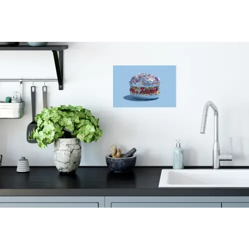 Glitters - Hamburger - Blauw Muursticker klein -keuken