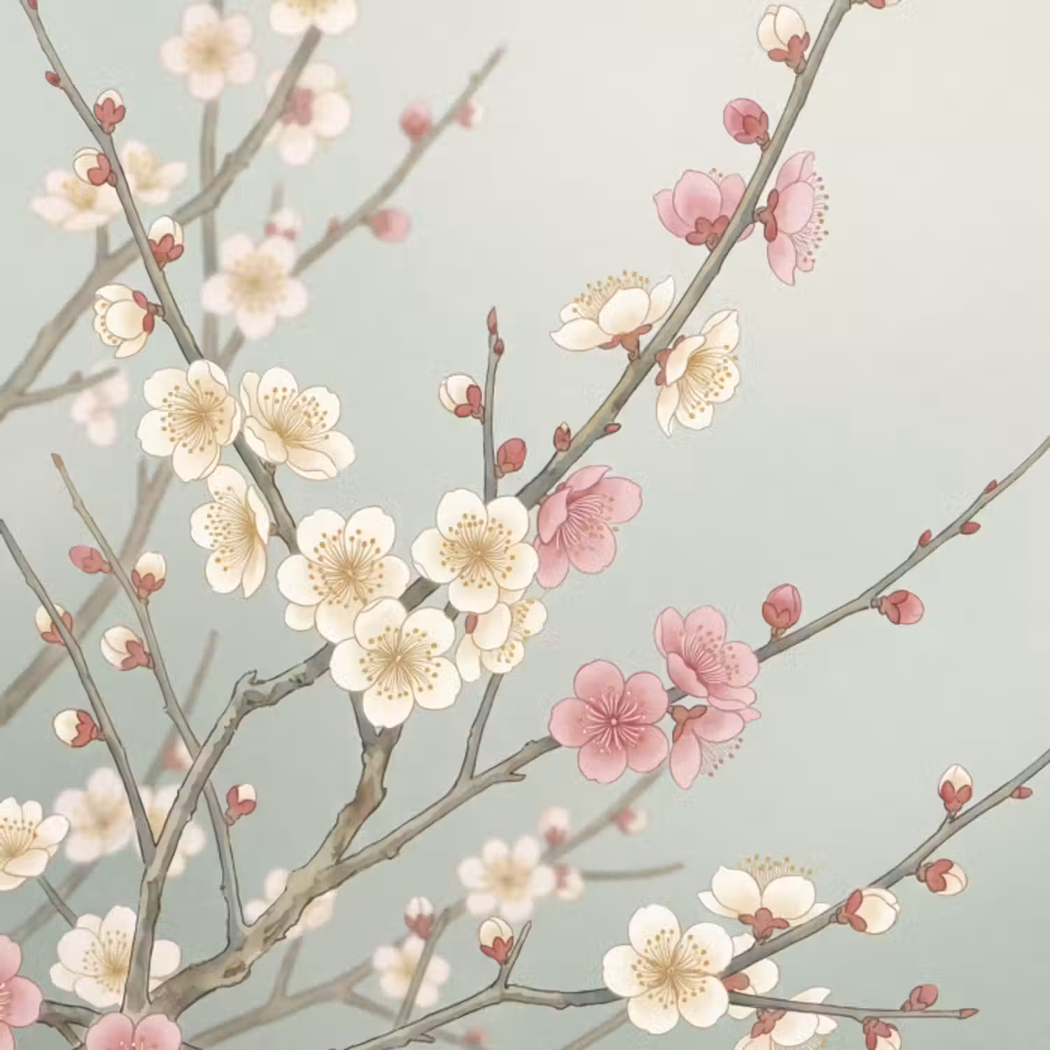 Tapete - Kirsche - Blüte - Grün