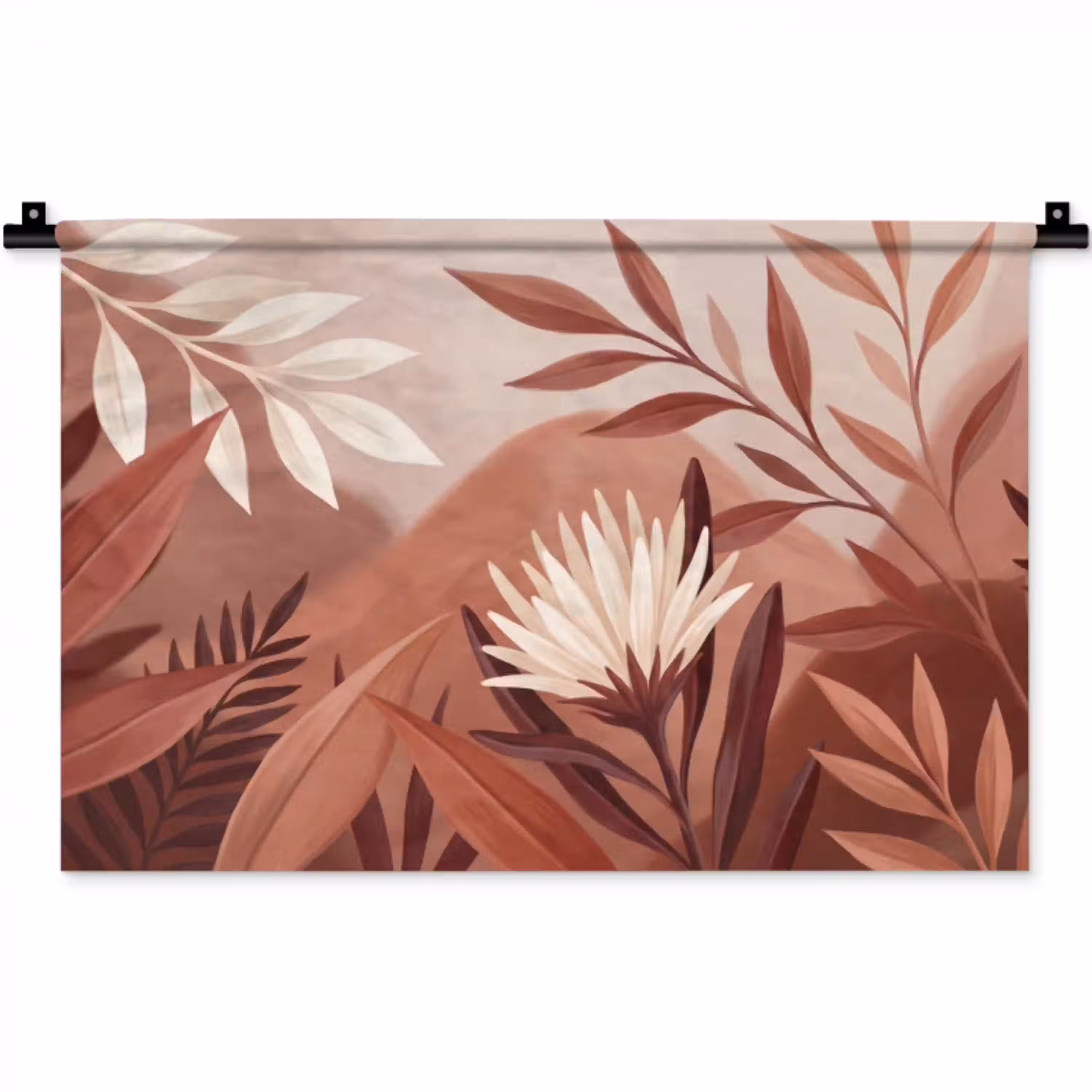 Planten - Bladeren - Botanisch - Modern - Bruin Wandkleed katoen klein -zz3d