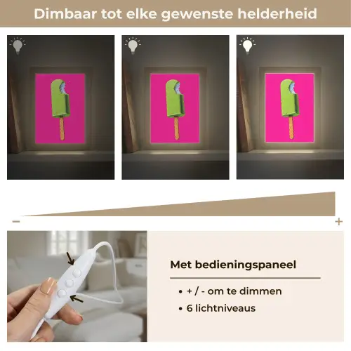 Ijsje - Stokje - Minimalistisch - Groen Light Box met kabel (Tafellamp) klein -USP_dimbaarNL