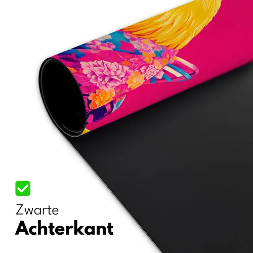 Haan - Kleurrijk - Kimono - Roze Muismat XXL klein -sfeer2