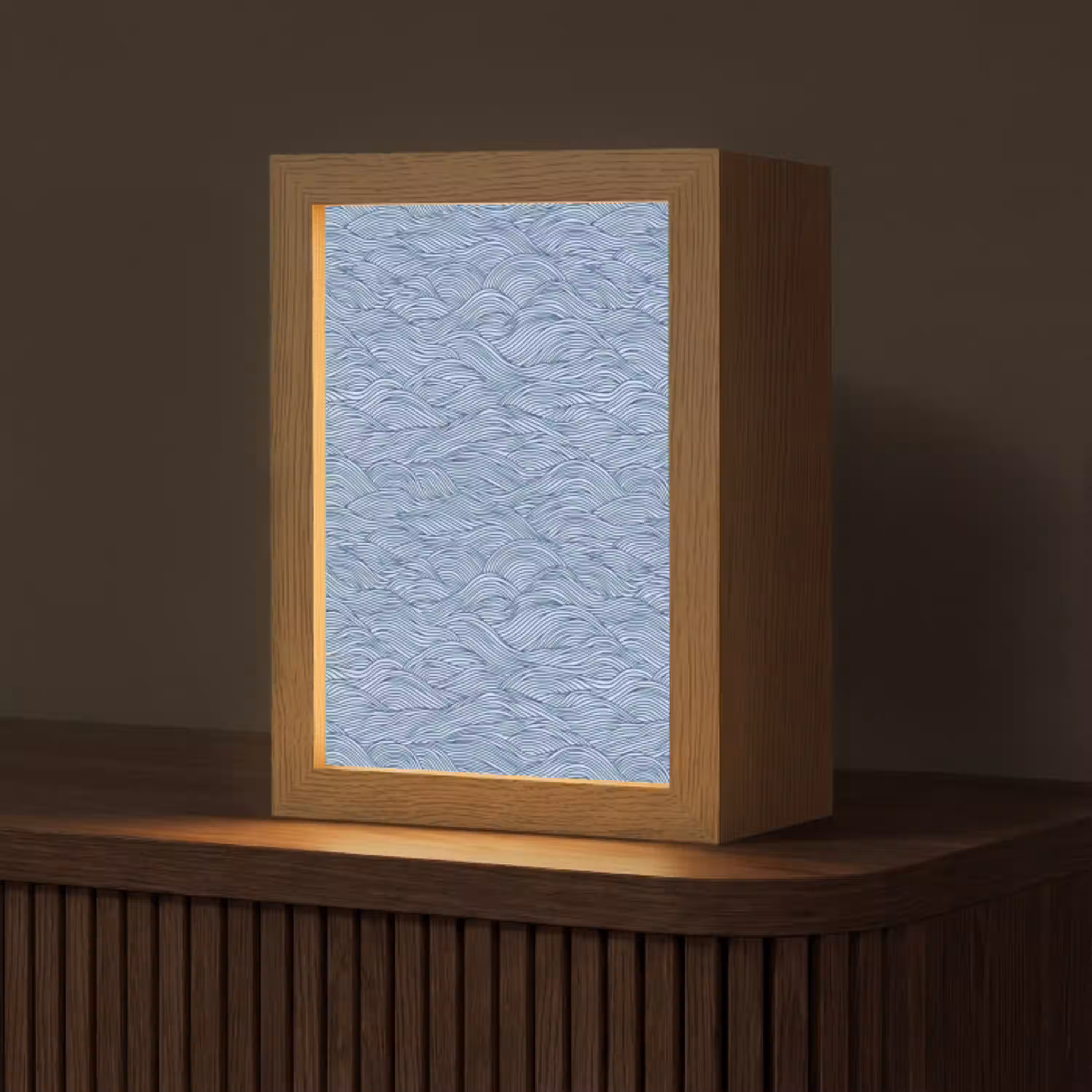 Golven - Ritmisch - Blauw Light Box met kabel (Tafellamp) klein 925 -z3d_website