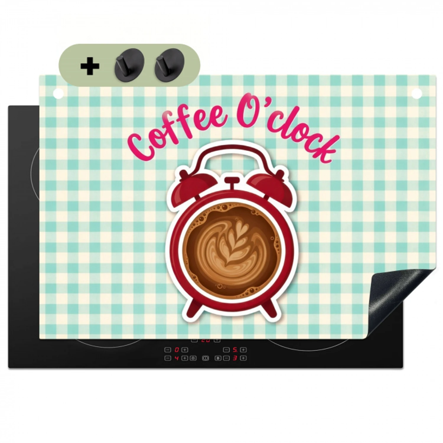 Koffie - Klok - Groen Inductie beschemer met haakjes klein -3d