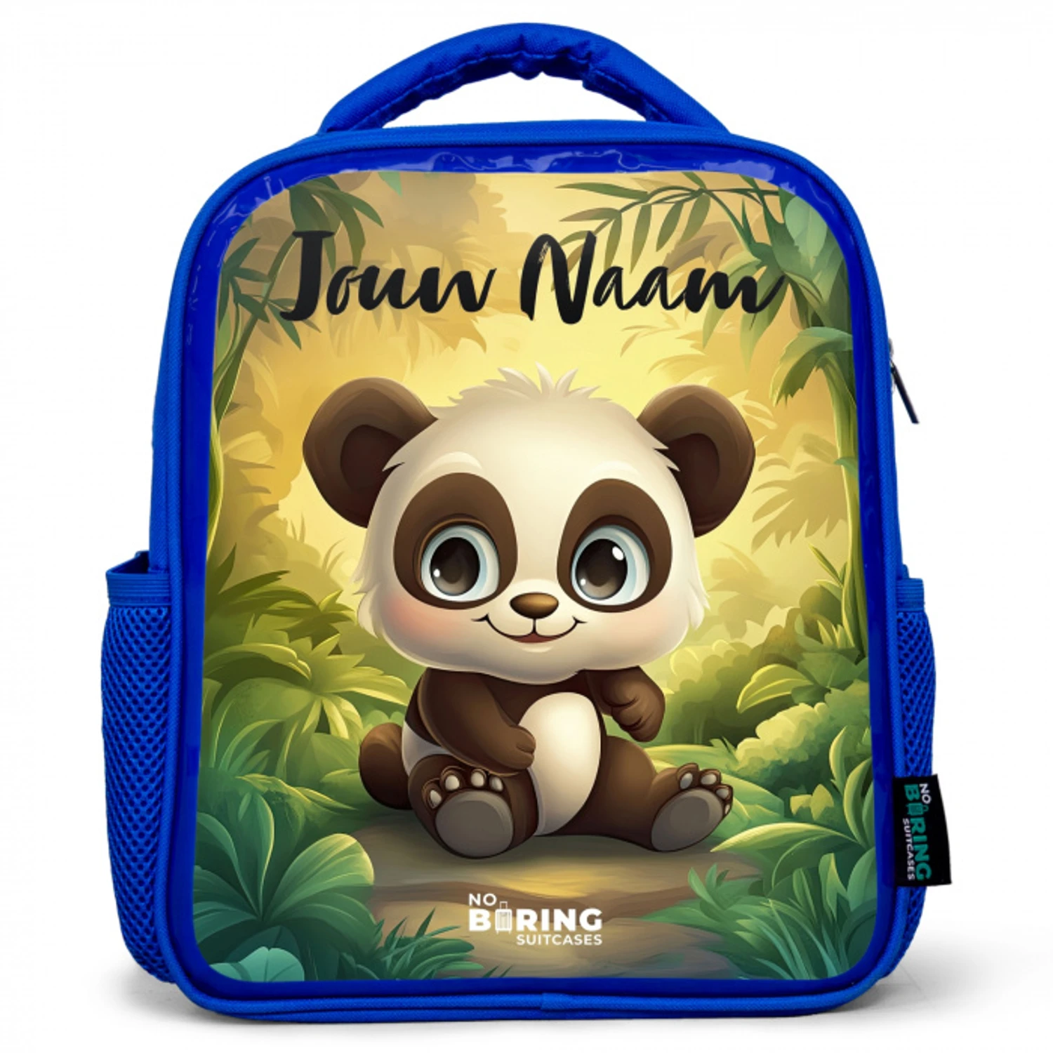 Panda - Bamboebos - Groen Kinderrugzak - Blauw middel -3d