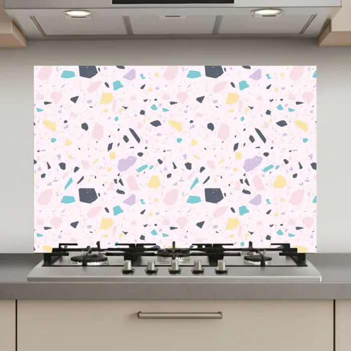 Terrazzo -  Patroon - Zacht - Snoep keuken achterwand spatscherm klein 900 -3d_website